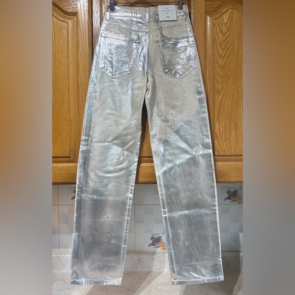 NWT Zara Boy Boy Fit Jeans Metallic Silver Size 2 - Picture 6 of 12